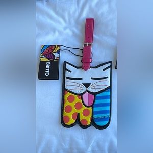 Britto cat luggage tag